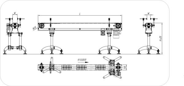 直線鏈板輸送機示意圖 直線鏈板輸送機示意圖